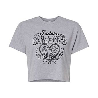 Juniors' J'adore Cowboys Cropped Tee