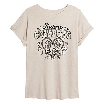 Juniors' Jadore Cowboys Oversized Tee
