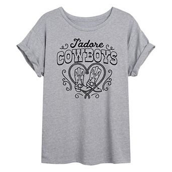 Juniors' Jadore Cowboys Oversized Tee