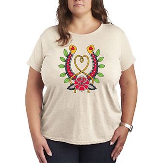 Plus Size Goth Western Horseshoe Graphic Tee