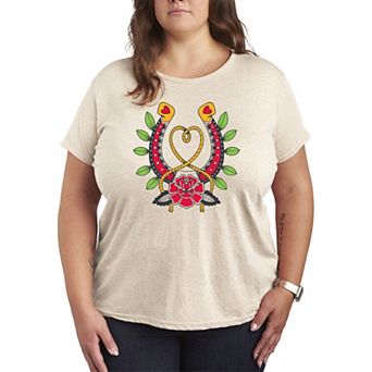 Plus Size Goth Western Horseshoe Graphic Tee