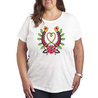 Plus Size Goth Western Horseshoe Graphic Tee