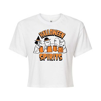 Juniors' Peanuts Halloween Spirits Cropped Tee