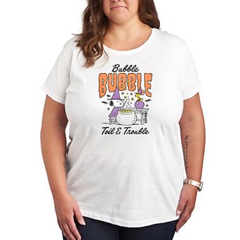 Plus Size Peanuts Snoopy & Woodstock Bubble Bubble Toil Trouble Graphic Tee