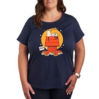 Plus Size Peanuts Snoopy Halloween Dog House Graphic Tee