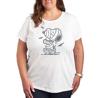 Plus Size Peanuts Snoopy Mummy And Bats Graphic Tee