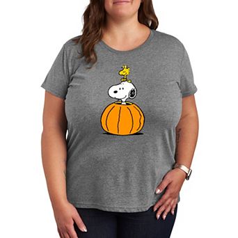 Plus Size Peanuts Snoopy & Woodstock Pumpkin Graphic Tee