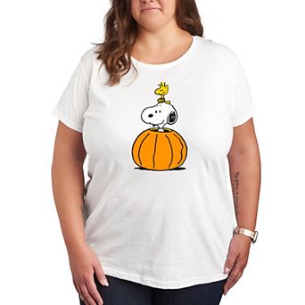 Plus Size Peanuts Snoopy & Woodstock Pumpkin Graphic Tee