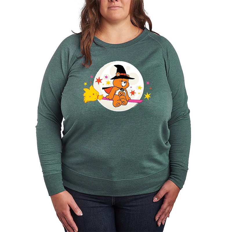 Plus Size Care Bears Halloween Witch Lightweight French Terry Sweatshirt, Women's, Size: 3XL, Grey Green