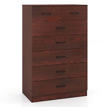 7-Drawer Tall Dresser, Vertical Storage Cabinet with 5 Large and 2 Small Drawers