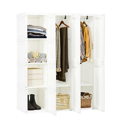 Foldable Closet Clothes Organizer With 12 Cubby Storage