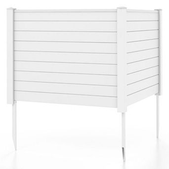 2 Pack Outdoor PVC Fence Panels with Ground Stakes for Garden Privacy, Patio and Lawn Separation