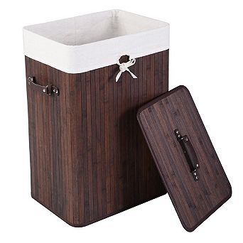 Laundry Hamper with Lid Wicker Basket with Removable Inner Bag Organizer