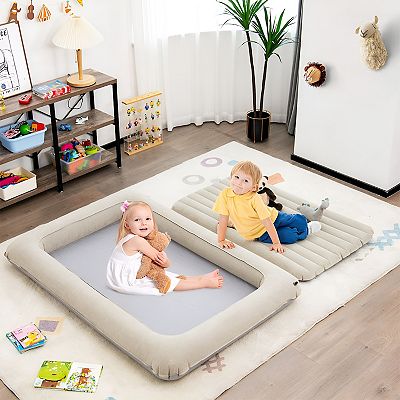 2 in 1 Multi purpose Inflatable Toddler Travel Bed Air Mattress Set With Electric Pump