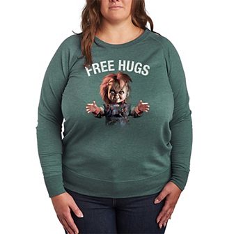 Plus Size Chucky Free Hugs French Terry Long Sleeve Tee