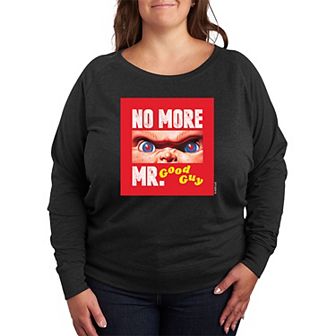 Plus Size Chucky No More Mr. Good Guy French Terry Long Sleeve Tee