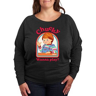 Plus Size Chucky Wanna Play French Terry Long Sleeve Tee