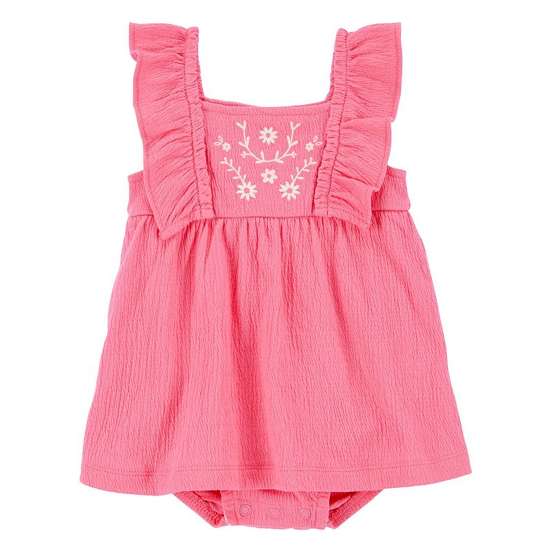 Baby Girl Carter's Floral Flutter Bodysuit Dress, Girl's, Size: 12 Months, Pink