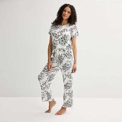 Print Short Sleeve Henley Pajama Set | Latte Golf
