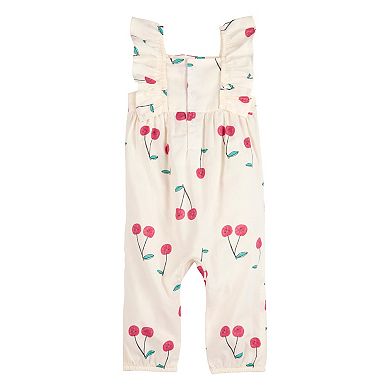 Baby Girls Carter's Cherry Flutter Sleeves Jumpsuit