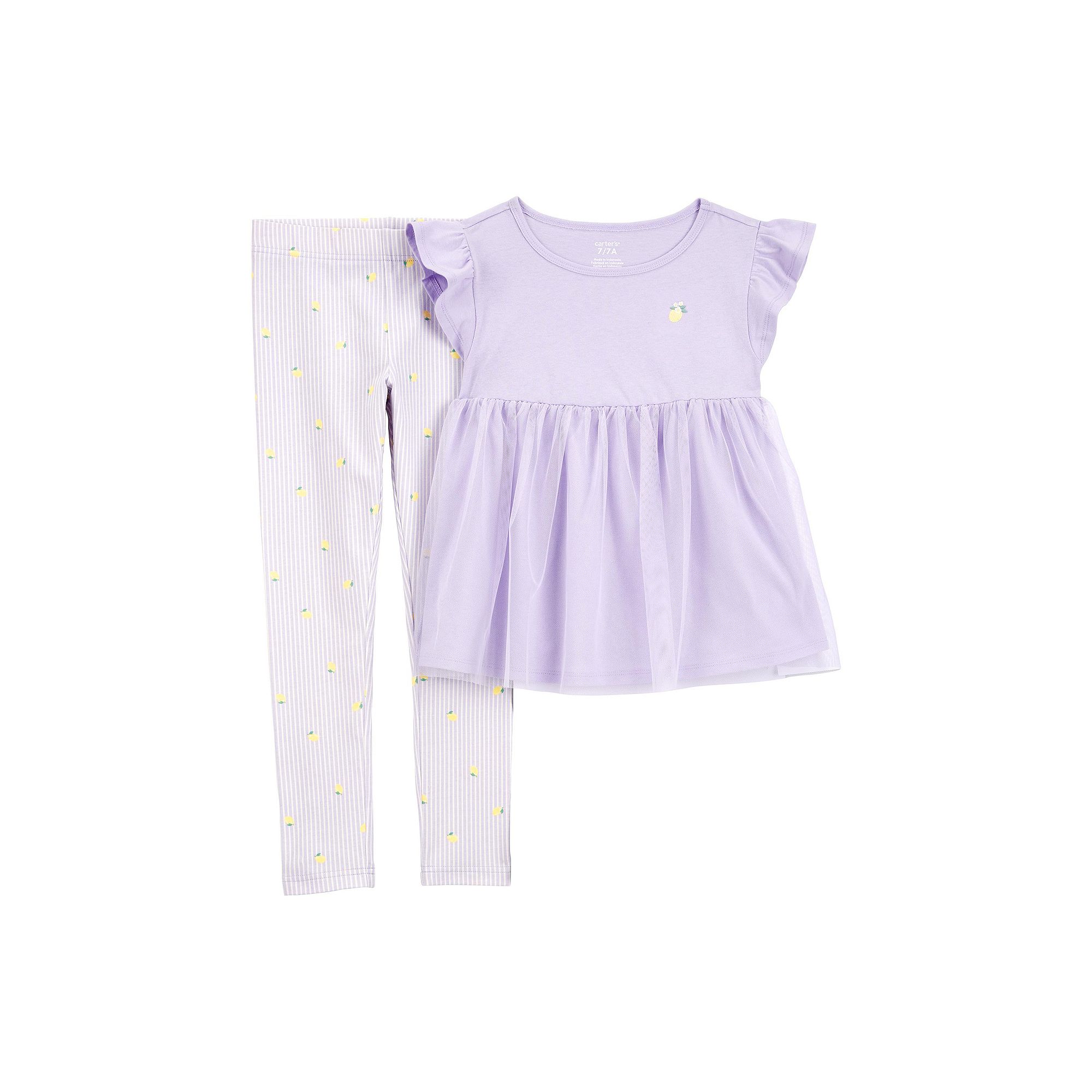 Girls 4-8 Carters 2-Piece Lemon Tulle Top & Leggings Set, Girls, Purple