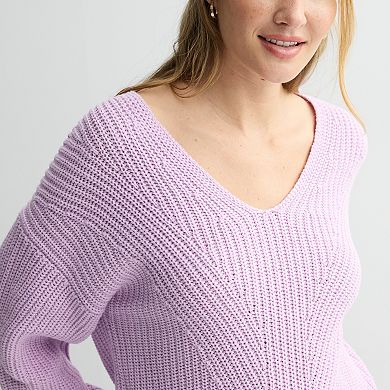 Women's Sonoma Goods For Life® Mixed Stitch V-Neck Sweater