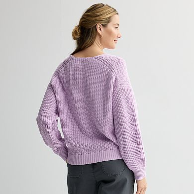 Women's Sonoma Goods For Life® Mixed Stitch V-Neck Sweater