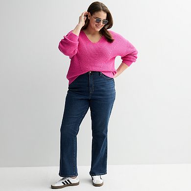 Plus Size Sonoma Goods For Life Mixed Stitch V-Neck Sweater