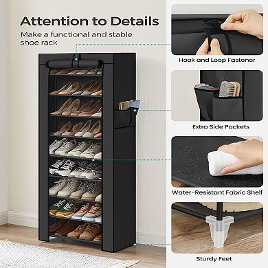 9 Tiers Shoe Rack With Dustproof Cover Closet Shoe Storage Cabinet Organizer