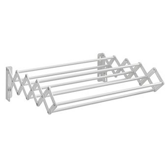 Wall-mounted Clothes Drying Rack With 9 Staggered Hanging Rods, Expandable And Retractable