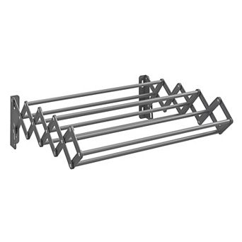 Wall-mounted Clothes Drying Rack With 9 Staggered Hanging Rods, Expandable And Retractable