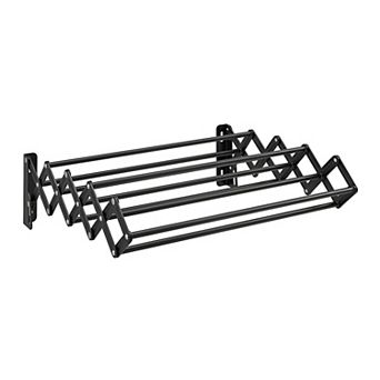 Wall-mounted Clothes Drying Rack With 9 Staggered Hanging Rods, Expandable And Retractable