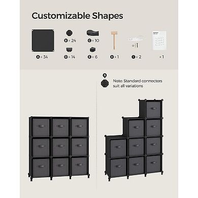 Collapsible Cube Storage Organizer With Storage Boxes, Customizable Shape