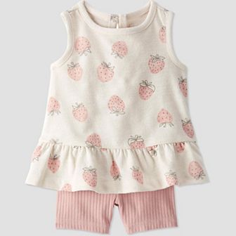 Baby Girl Little Planet by Carter's 2 pc Strawberry Print Top & Shorts Set