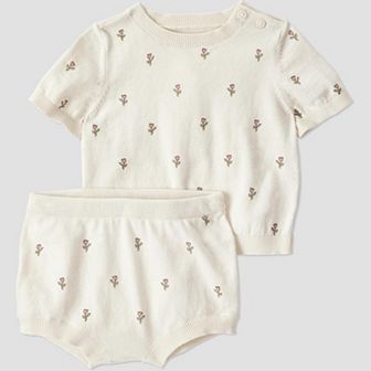 Baby Girl Little Planet by Carter's 2 pc Organic Cotton Floral-Print Sweater Set