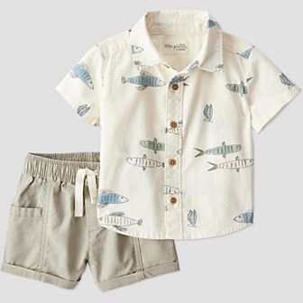 Baby Boy Little Planet by Carter's 2 pc Organic Cotton Fish Print Top & Pants Set