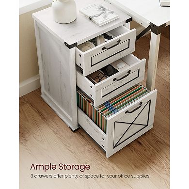 Modern Farmhouse Style Filing Cabinet With 3 Drawers, Printer Stand, Hanging File Folders