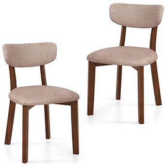 Set of 2 Upholstered Dining Chairs with Curved Backrest and Padded Seat