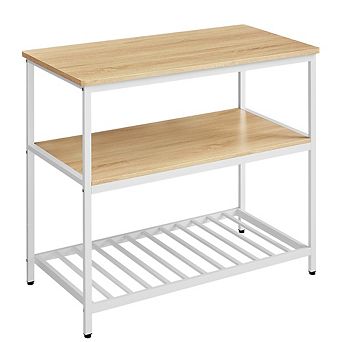 Versatile Kitchen Island With 3 Shelves, Adjustable Feet