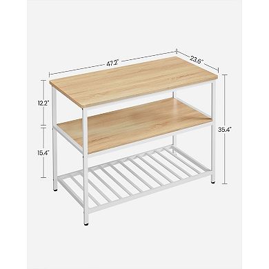 Versatile Kitchen Island With 3 Shelves, Adjustable Feet