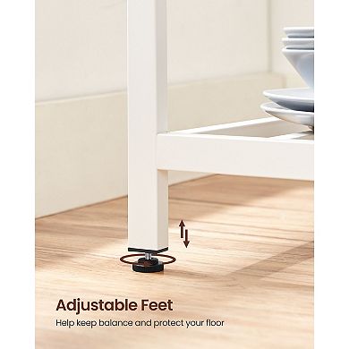 Versatile Kitchen Island With 3 Shelves, Adjustable Feet