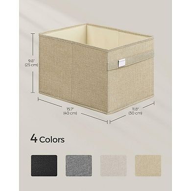 Storage Baskets, Storage Bins, 2 Handles, Washable, Foldable, Metal Label Holders