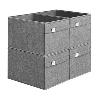 Storage Baskets, Storage Bins, 2 Handles, Washable, Foldable, Metal Label Holders