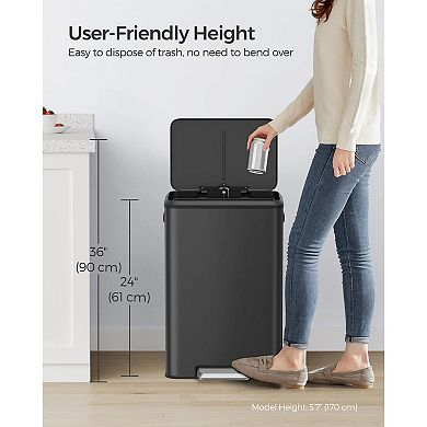 Kitchen Trash Can, Garbage Can With Lid And Wide Foot Pedal, Soft Close, Stays Open