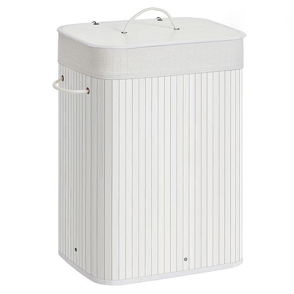Foldable Bamboo Laundry Hamper With Lid, 19 Gal For Laundry Room, Bedroom