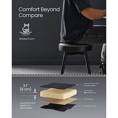 Mid-century Modern Dining Stools, Synthetic Leather With Stitching