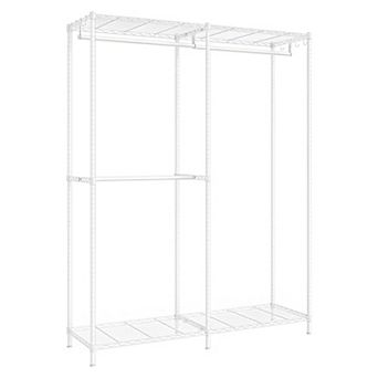 Freestanding Heavy-duty Clothes Garment Rack, With Adjustable Wire Shelves, Hanging Rods, Hooks