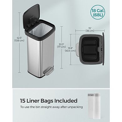 18-gallon Stainless Steel Trash Can