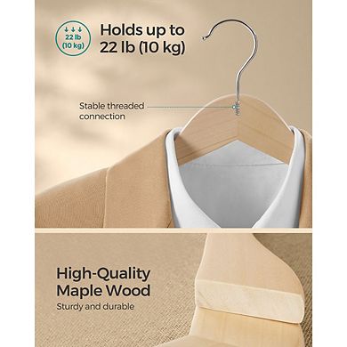 Wooden Hangers, Coat Hangers, Non-slip, Pants Bar, 360° Swivel Hooks