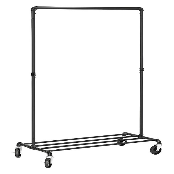 Clothing Rack On Wheels, Heavyduty Garment Rack With 1 Hanging Rail